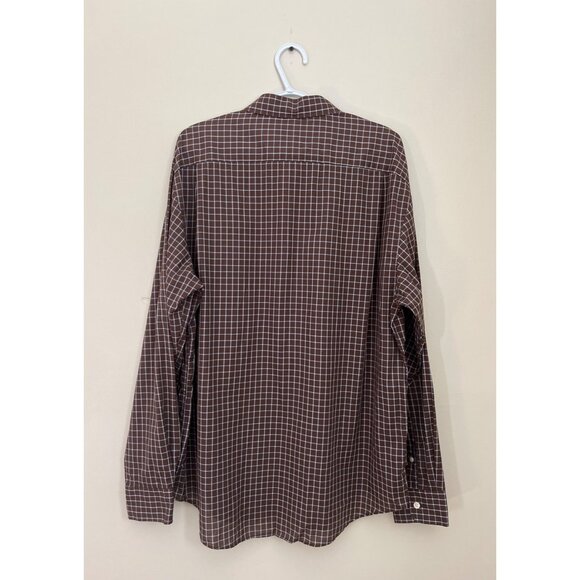 3 For $10 Egara Mens XXLarge Brown Checked Long Sleeve Button Up Collared Shirt - Picture 2 of 5